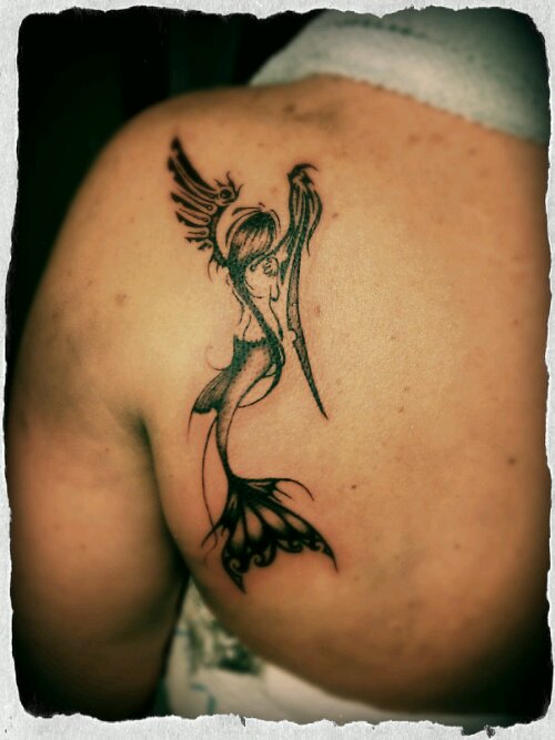 flying mermaid tattoo